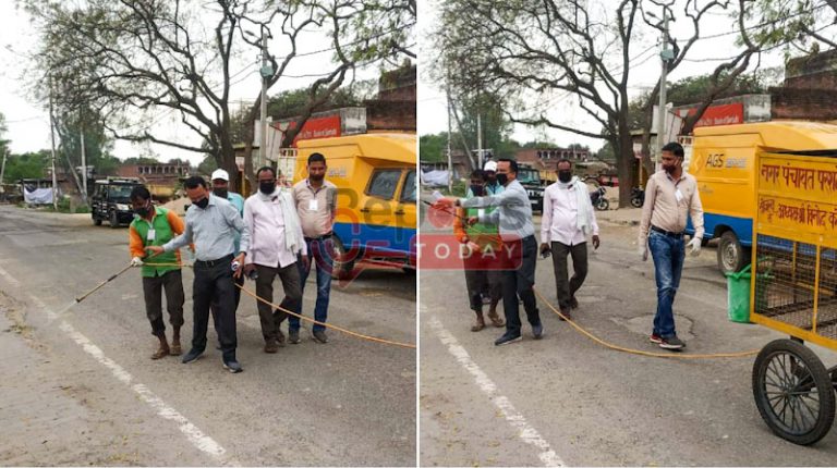 और जब अधिशासी अधिकारी ने खुद सम्हाली रोड को सेनेटाइज़ करने की ज़िम्मेदारी