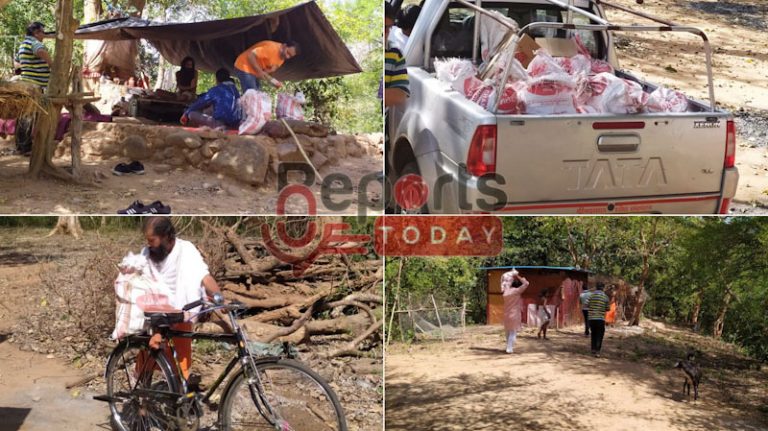 चित्रकूट के दूरदराज जंगलों में साधना रत साधु-संतों को डीआरआई ने भेजी राशन सामग्री